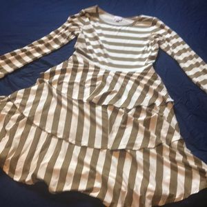 LuLaroe dress Georgia with ruffles olive green white stripe XLG